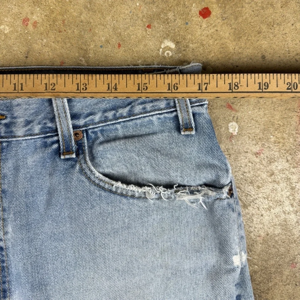 Vtg Levi's 505‎ Men's Jeans 34x28.5 Light Wash Distressed Hemmed Vintage Y2K